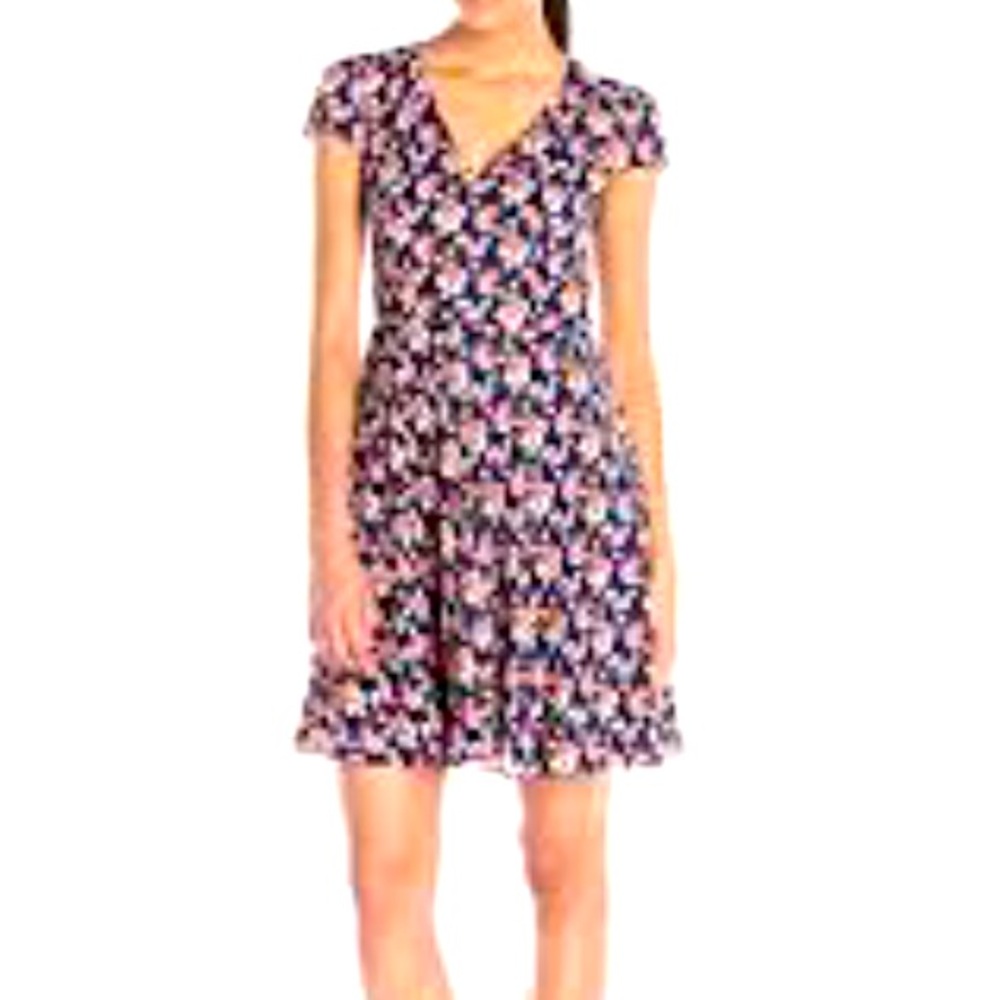 Betsey Johnson Floral Fit & Flare Mini Dress 10 Blue Spring Party Wedding